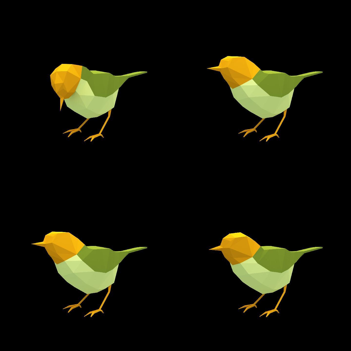 低多边形风格黄色小鸟动画（带透明通道）