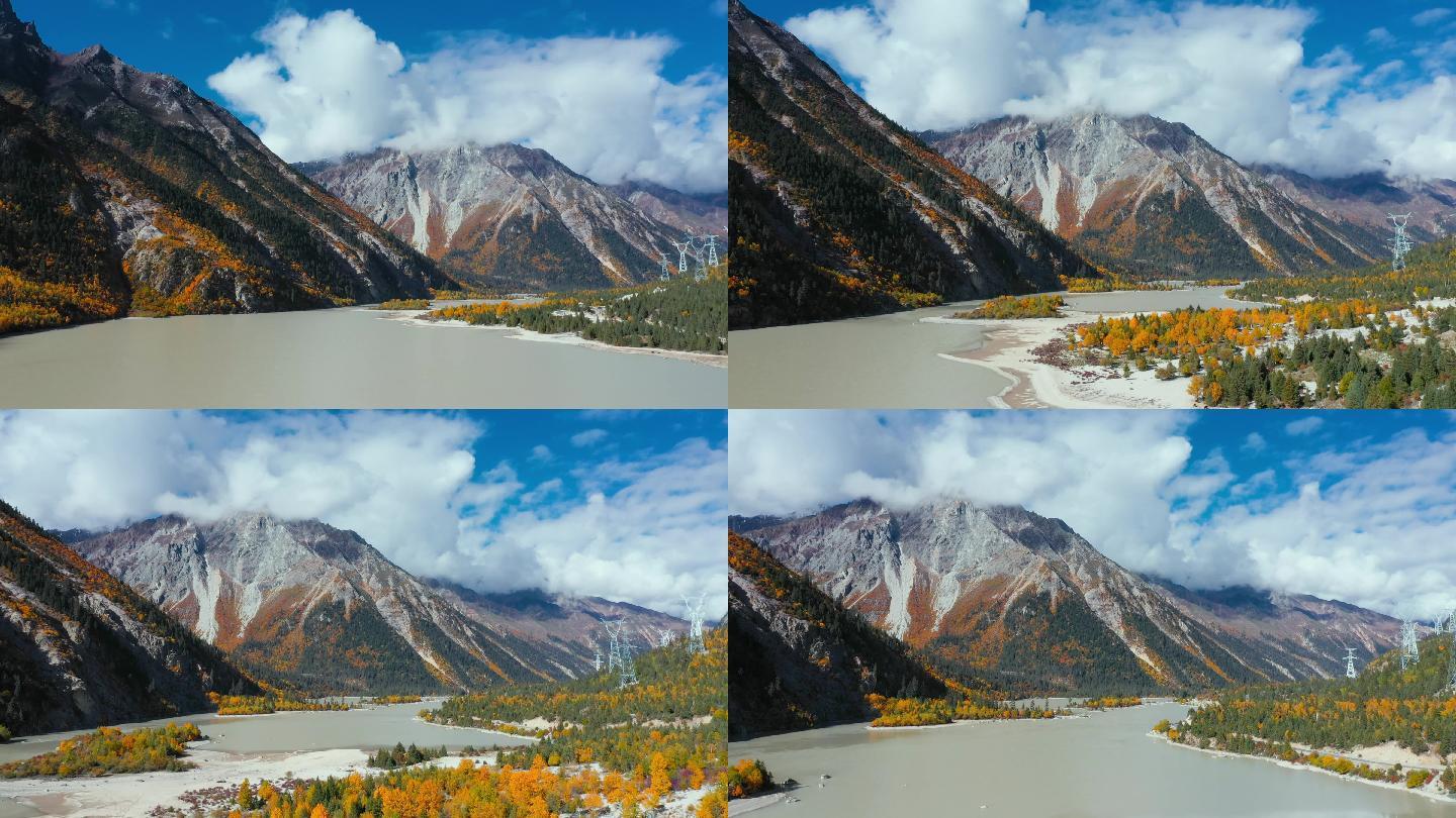 4k航拍-西藏然乌湖的秋季风光