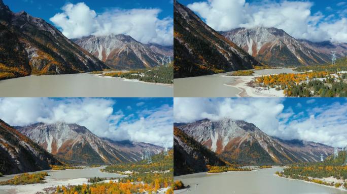 4k航拍-西藏然乌湖的秋季风光