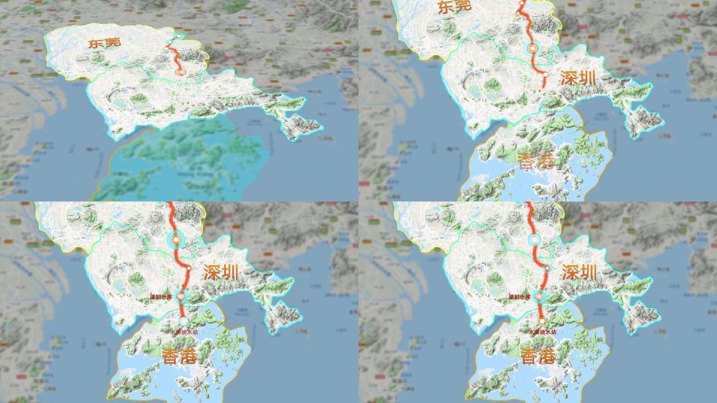 深圳东莞香港连线地图ae模板
