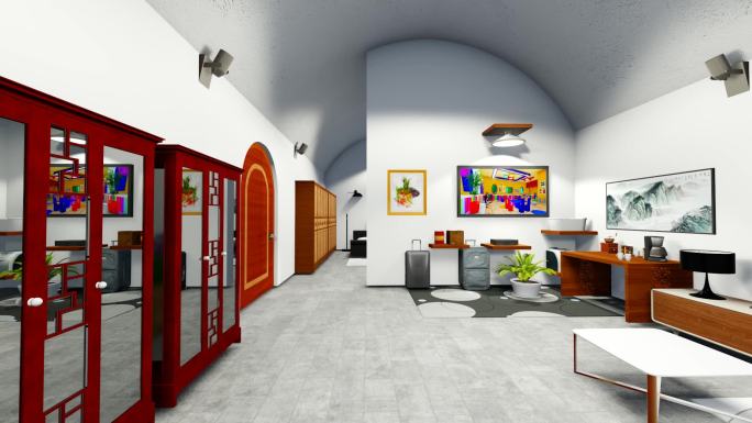 现代窑洞建筑室内家居装饰-三维动画2