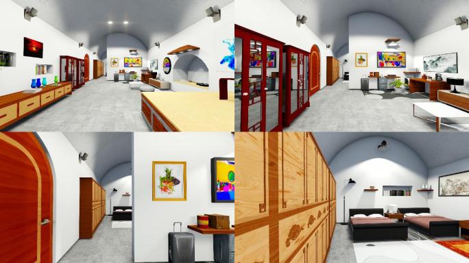 现代窑洞建筑室内家居装饰-三维动画2