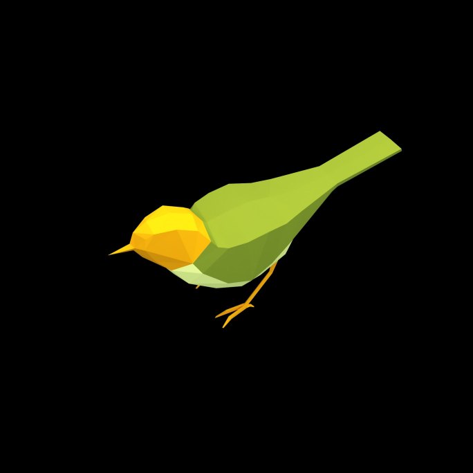 低多边形风格黄色小鸟动画3（带透明通道）