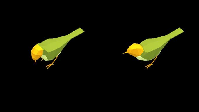 低多边形风格黄色小鸟动画3（带透明通道）