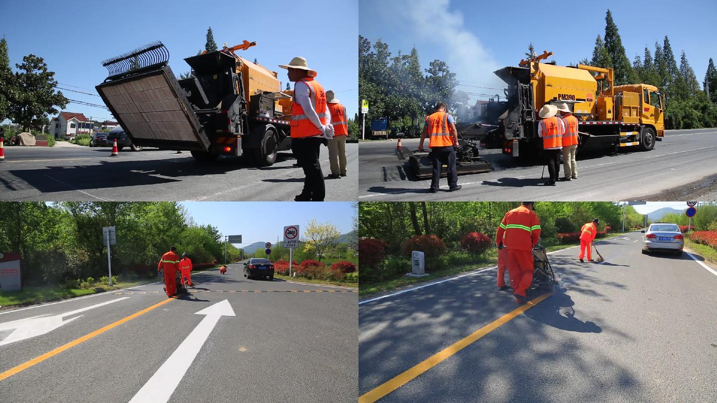 農村公路養護及劃線_1920x1080_高清視頻素材下載(編號:4028426)_實拍