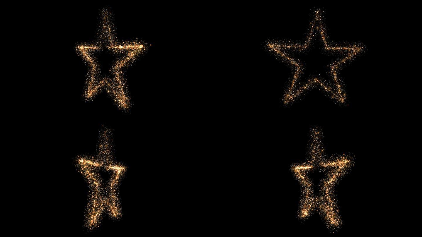 金色璀璨粒子五角星旋转循环带通道