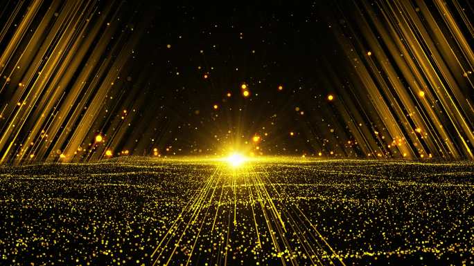 【4K】震撼金色粒子光线背景视频素材