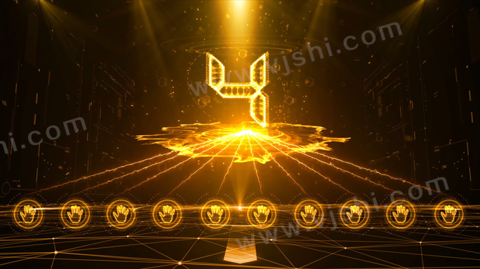 金色10个手掌启动视频AE模板