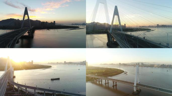【4K】一组温州瓯北大桥日出航拍