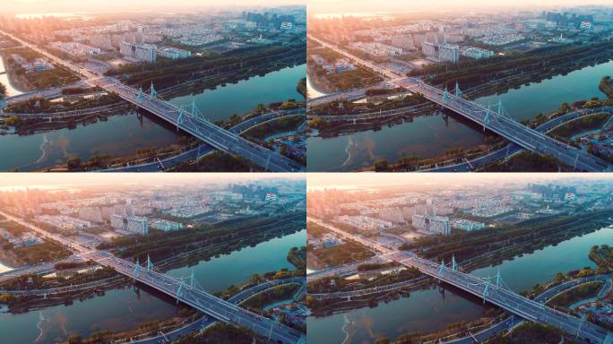 【1080p】聊城湖南路徒骇河大桥航拍