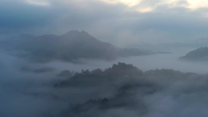 延时农村山林云雾