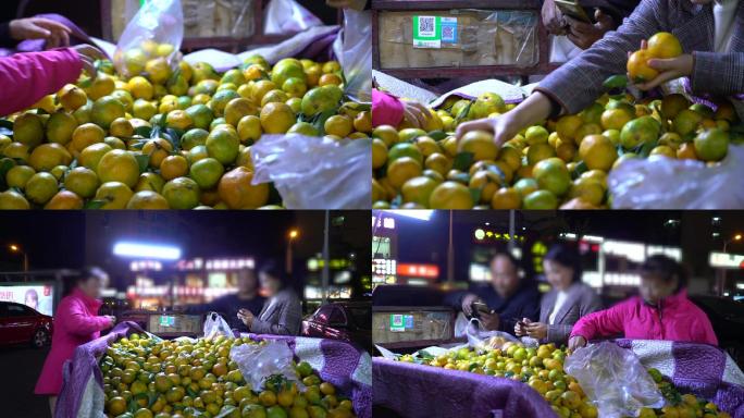 夜晚路边水果摊-生活艰辛-卖水果-挑水果