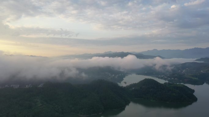 4K航拍安康汉江瀛湖日出云海8宣传片