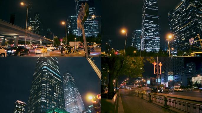 北京高楼夜景虚化光斑4K