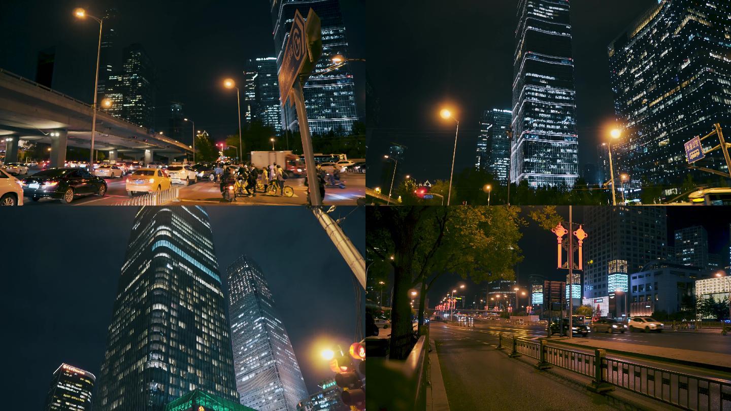 北京高楼夜景虚化光斑4K