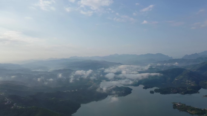 4K宣传片航拍安康汉江瀛湖景区云海5