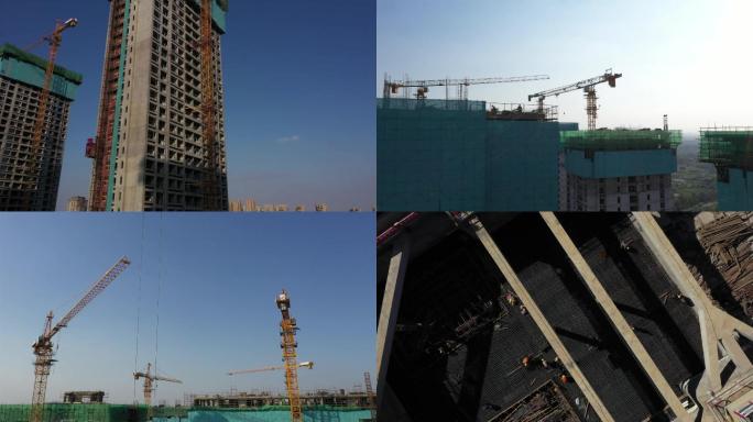 航拍中国建筑工地中国建造航拍工程
