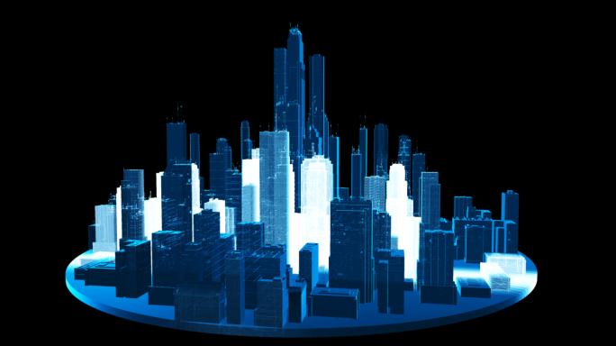 三维线框科幻扫描城市【无缝循环】