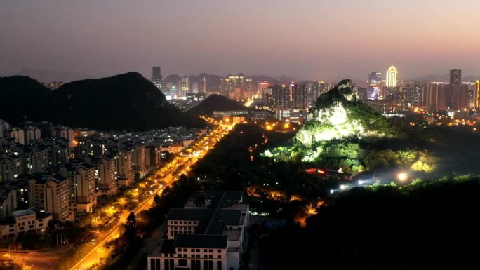 城市夜景航拍延时摄影