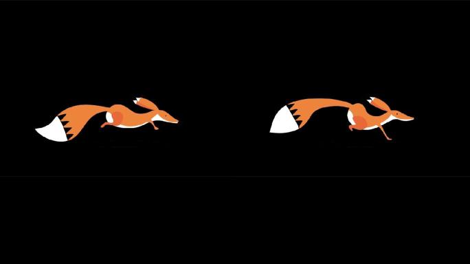奔跑的狐狸卡通动画透明通道