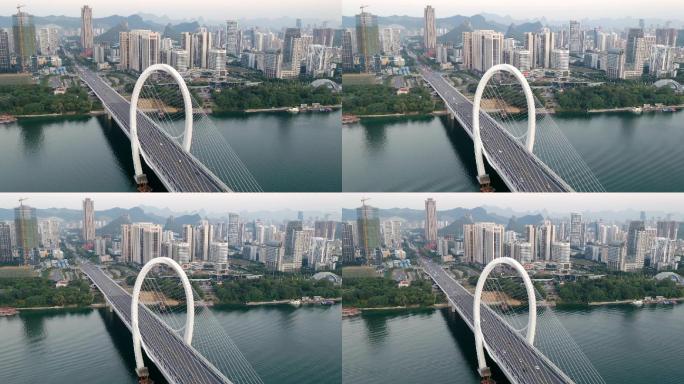 柳州白沙大桥航拍延时摄影