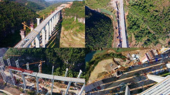 航拍高速公路桥梁施工