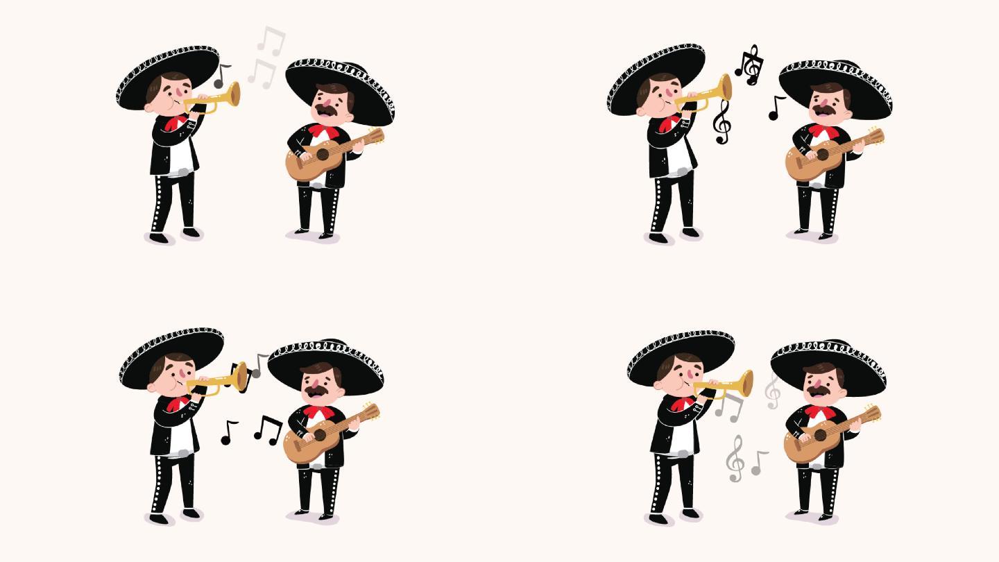 两个墨西哥人弹奏音乐无缝循环
