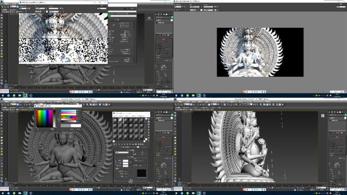 十一面观音坐像佛像C4D+max