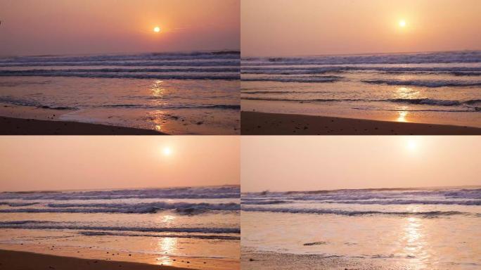 金沙滩海边日出延时摄影