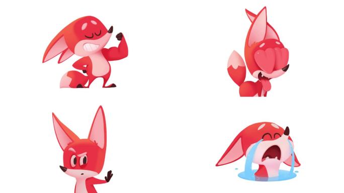 7组可爱的卡通3D狐狸动作和表情