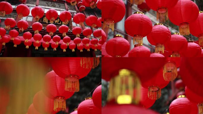 古老宫殿节庆大红灯笼喜庆视频素材