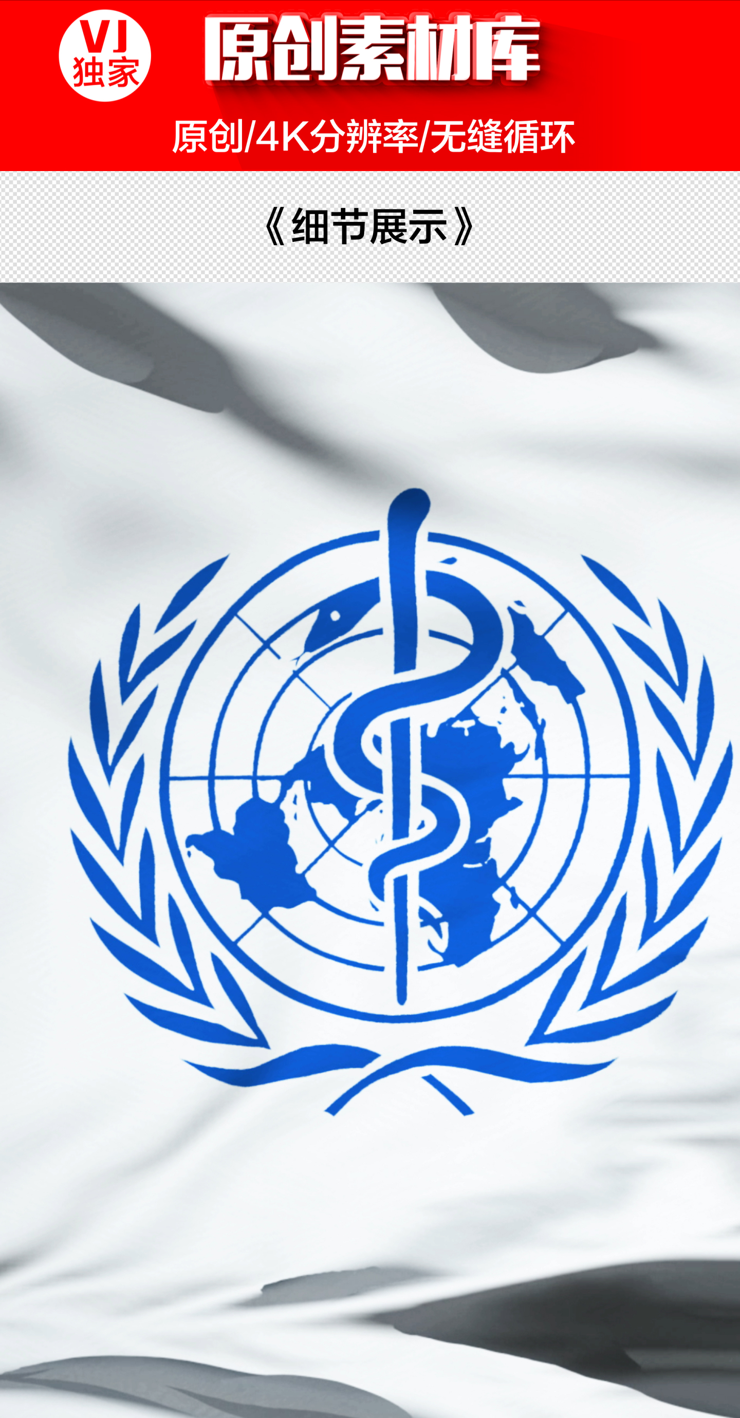 【原创】4K世界卫生组织旗帜（循环）