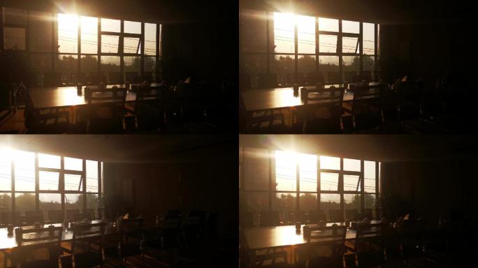 夕阳下的会议室