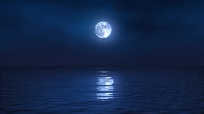 海上月月亮大海夜空中秋倒影