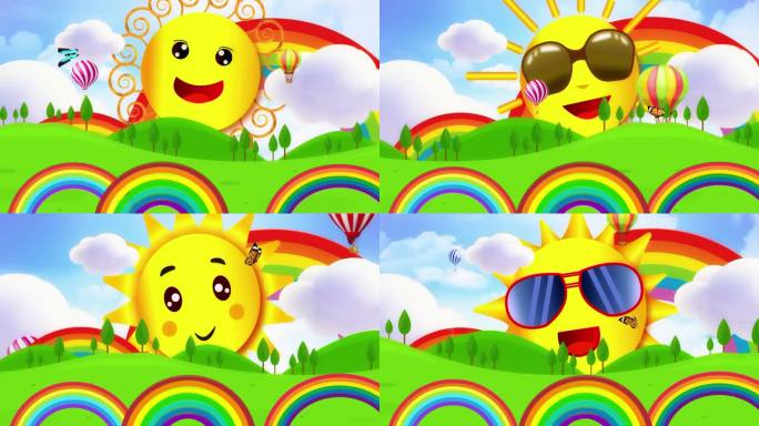 歌曲彩虹的约定成品配卡通彩虹太阳视频素材