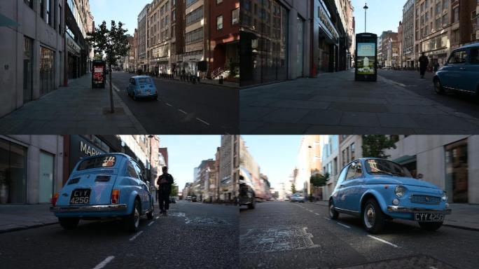 英国伦敦街头蓝车FIAT