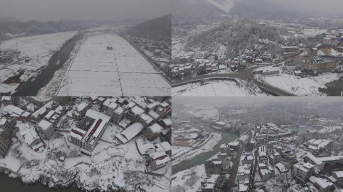 过年乡村冬天大雪覆盖润雪兆丰年