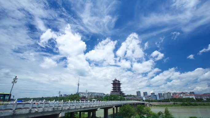 四川绵阳东方红大桥延时摄影