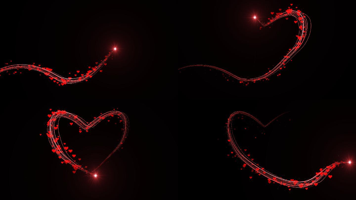 粒子红色心形路径