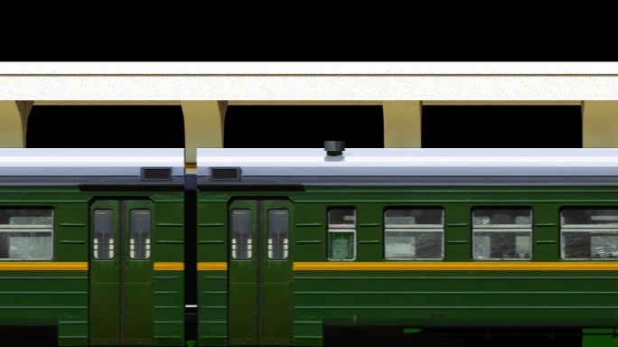 大屏绿皮火车和谐号蒸汽电力机车进站动画