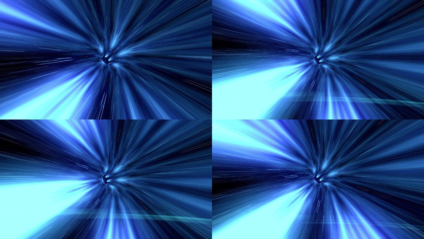 蓝色空间隧道光效旋涡穿梭