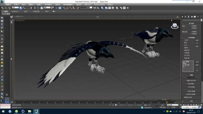 喜鹊鸟类翅膀3dsmax+c4d