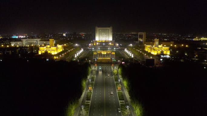 4K-原素材-东营市城市夜景航拍