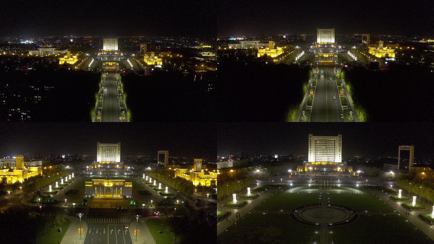4K-原素材-东营市城市夜景航拍