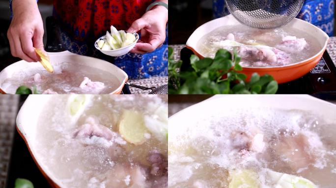 做饭中餐炖猪蹄炒菜海带猪蹄胶原