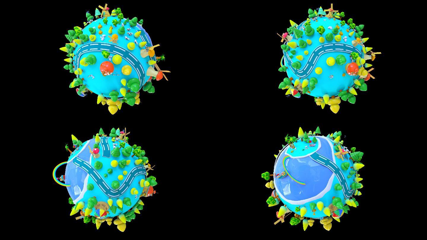 卡通地球无限循环