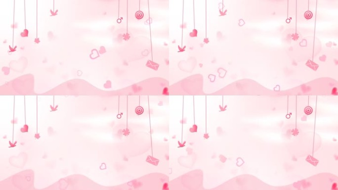 粉色挂件爱心飞升动态背景视频