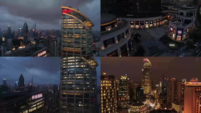 上海兴业太古汇航拍黄昏夜景4KD-LOG