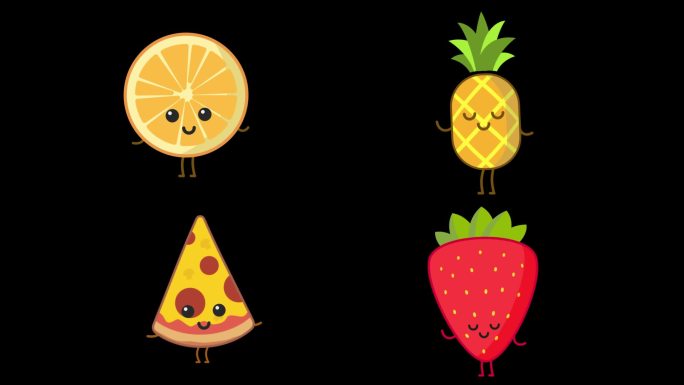 15组时尚卡通快餐食物水果动态视频素材