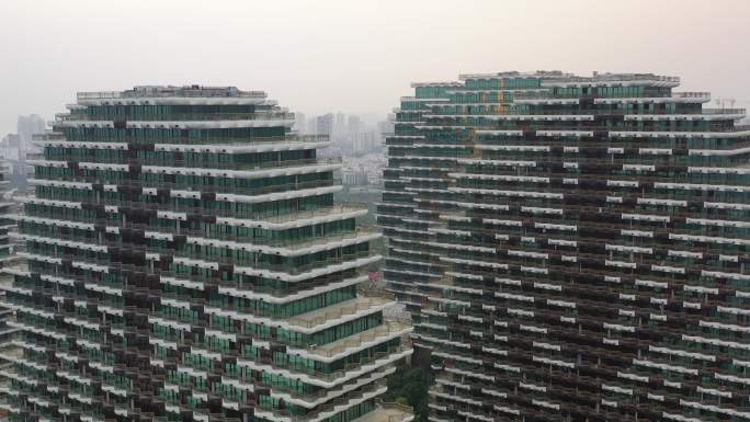 4K原素材-航拍海南三亚城市地标建筑